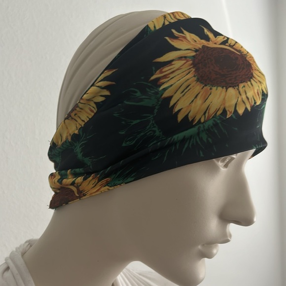 Vibrant Sunflower Wide Boho Stretch Headband - Picture 3 of 11